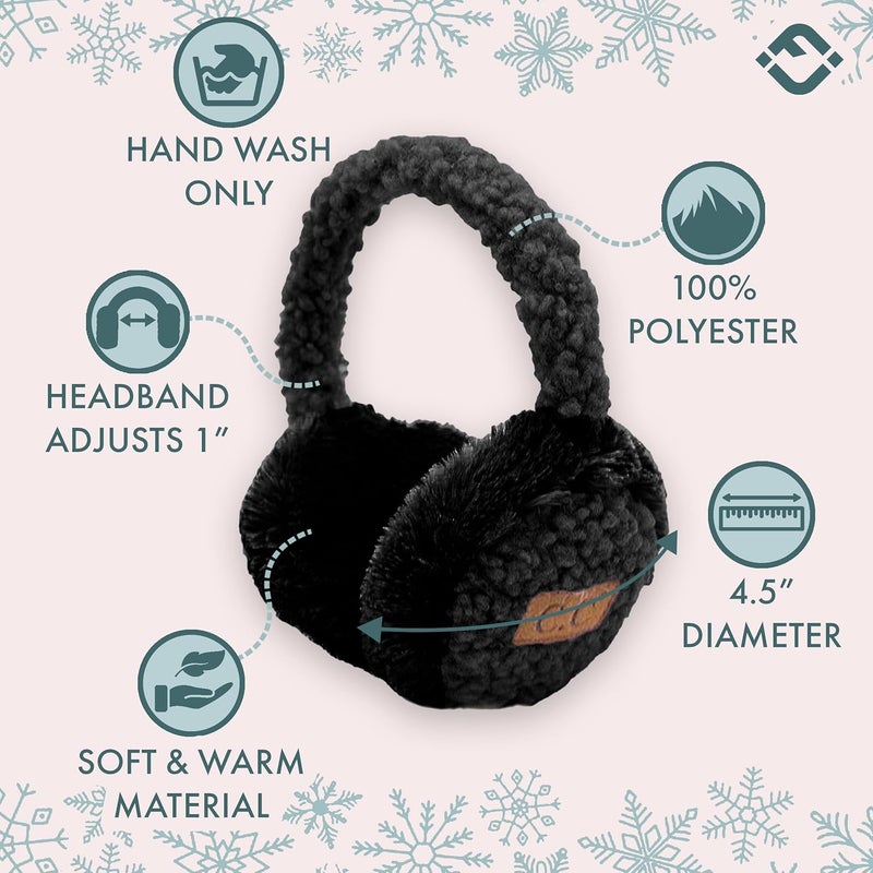Funky Junque Winter Ear Muffs for Kids Girl Boy Fuzzy Cozy Warm Earmuffs Adjustable Cold Weather Ear Warmer Ages 4-12 - Image 2